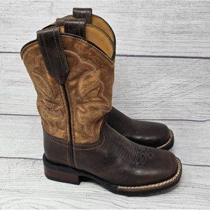 New!! Roper Children Monterey Distressed Tan & Brown Square Toe Western Boots Si